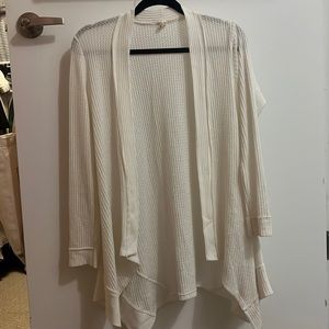 white lazy sundays waffle cardigan